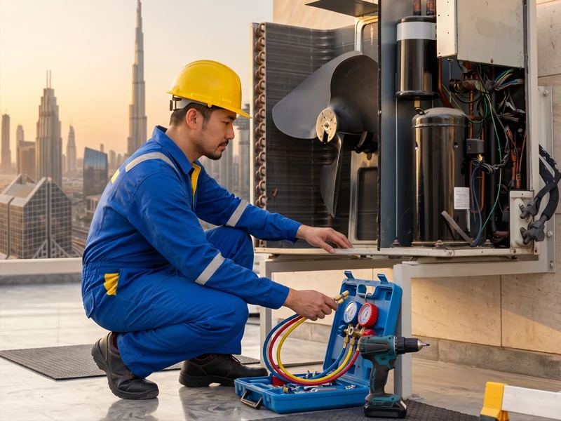 Industrial AC service — warehouse and factory cooling Musaffah ICAD Abu Dhabi